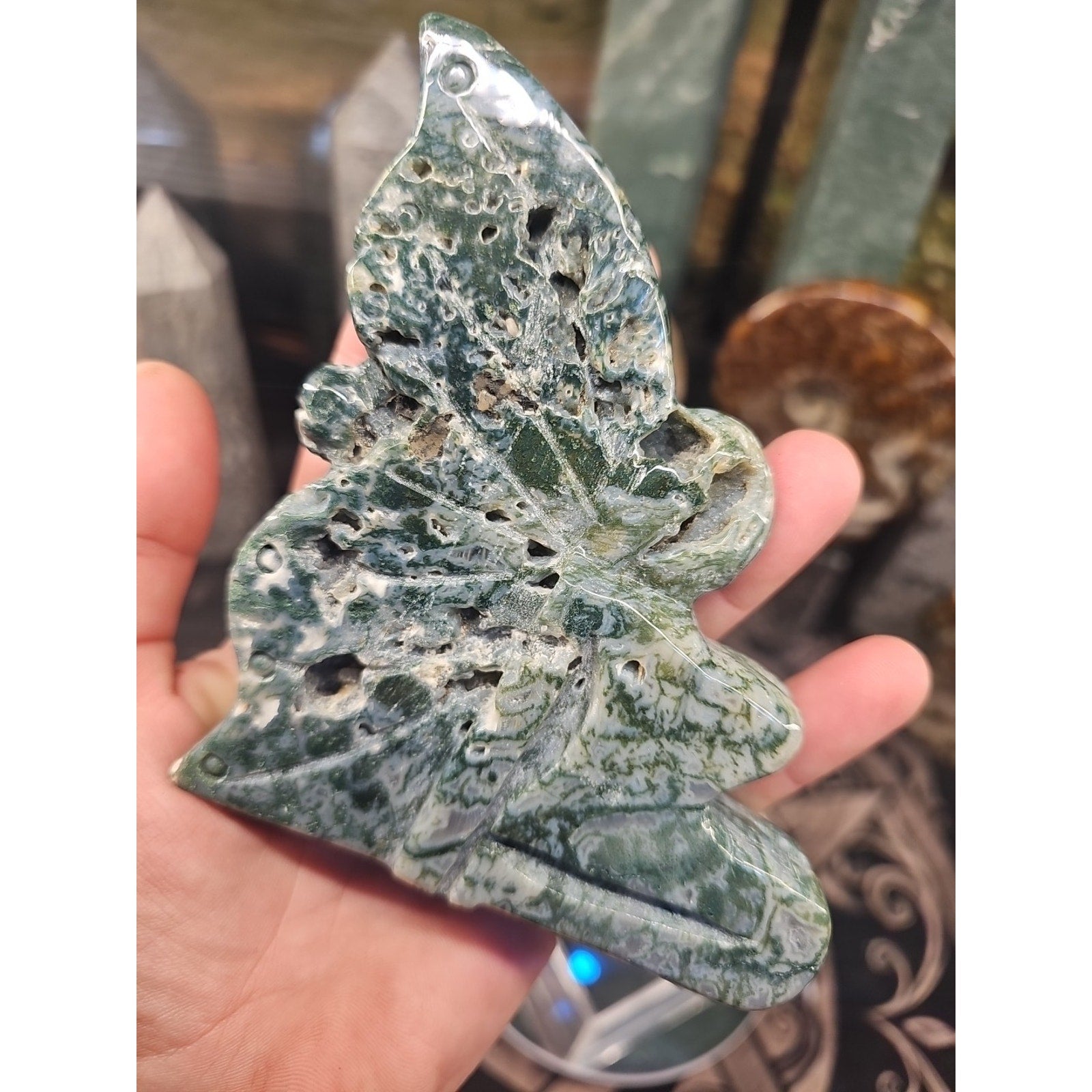 Moss Agate Fairy Guardian .77lb by CrystalCloud Company