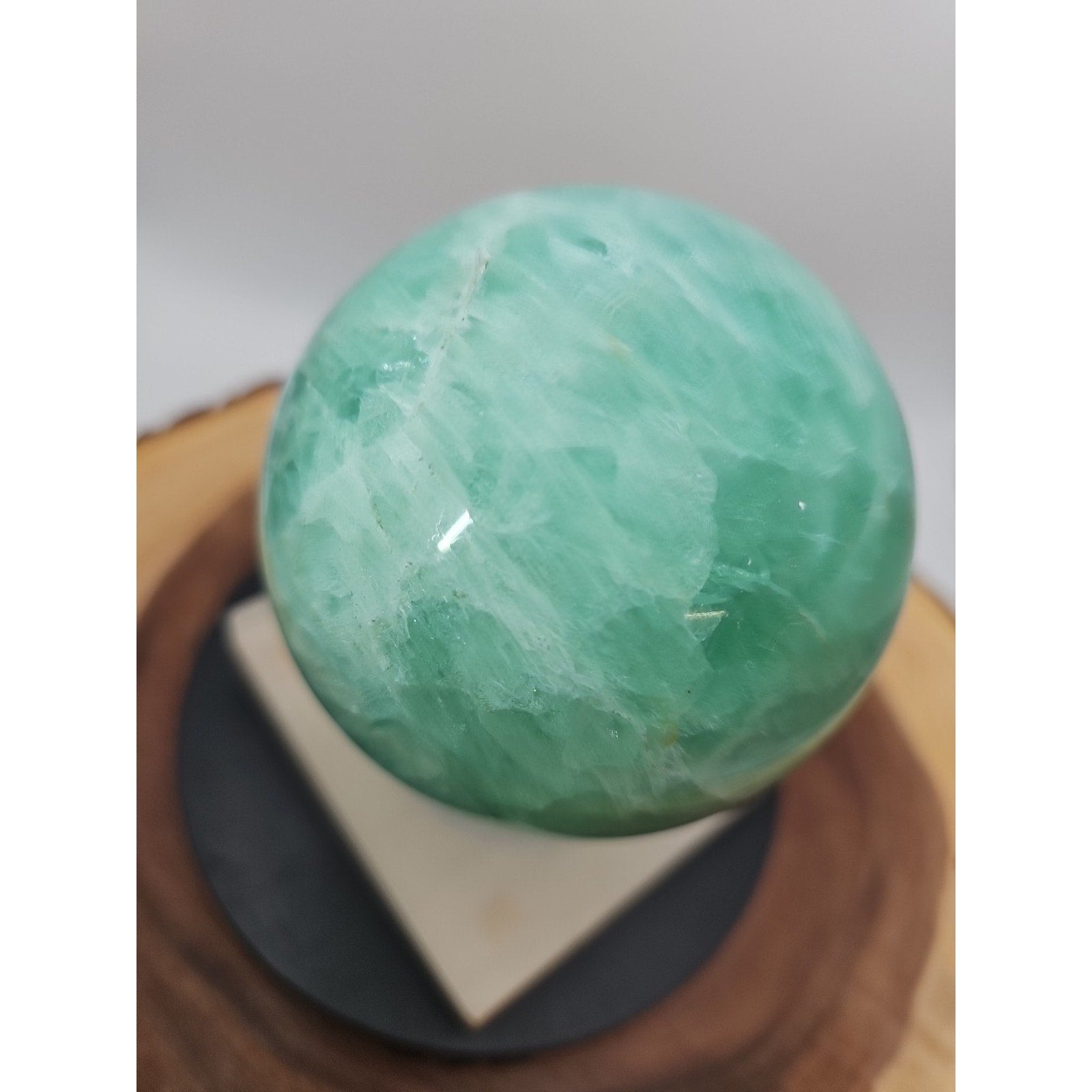 2.80 Natural Rainbow Fluorite Quartz Crystal Sphere Ball Polished Healing by CrystalCloud Company