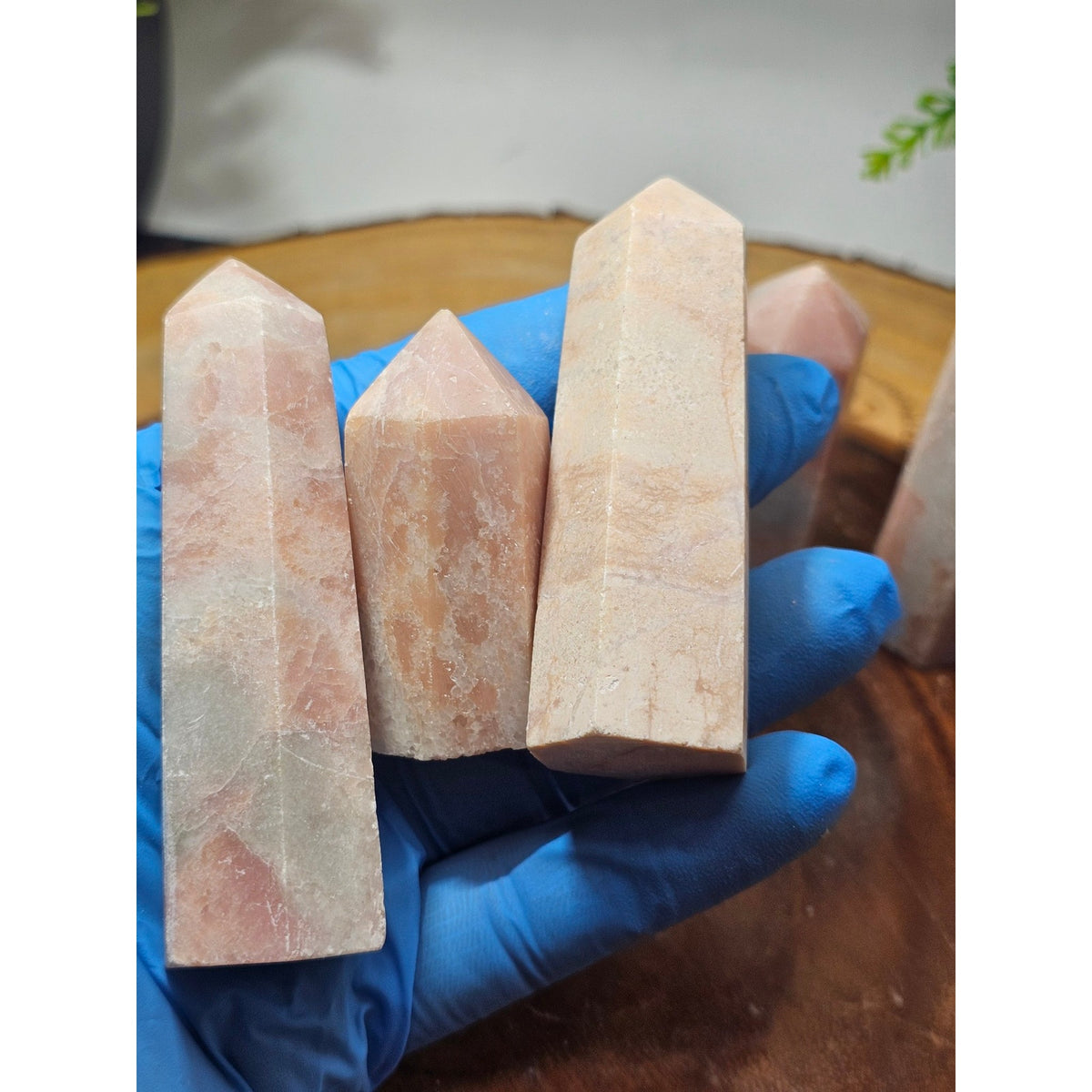 Set of 5 Natural Pink Opal Towers