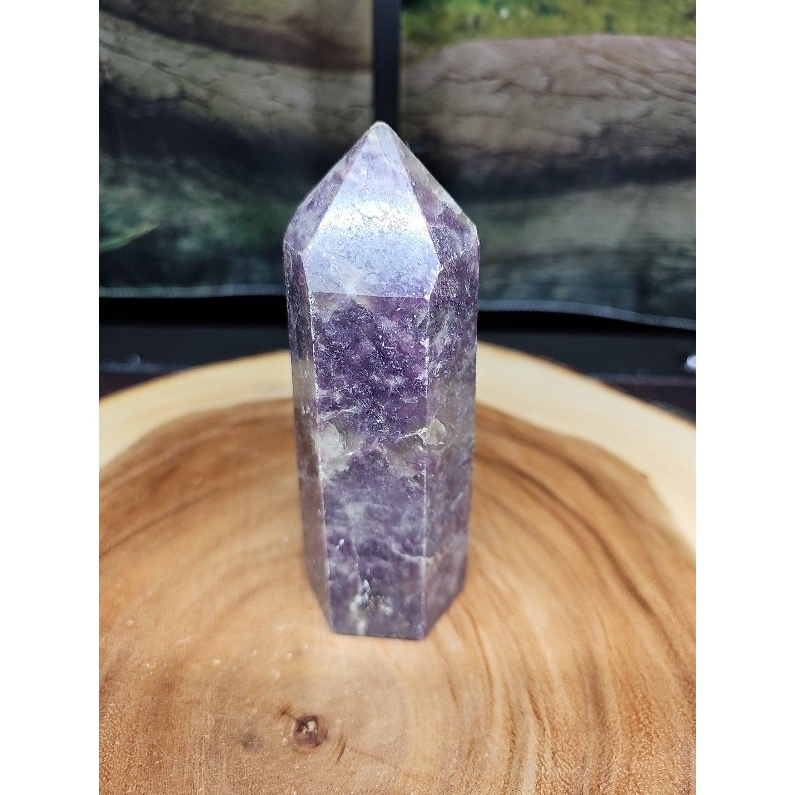 1ea Natural Purple Mica Lepidolite Crystal Point Tower Africa 479g by CrystalCloud Company
