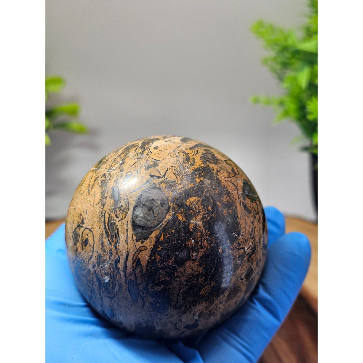 Mexican Crazy Lace Agate Sphere 55mm+ with Metal Stand