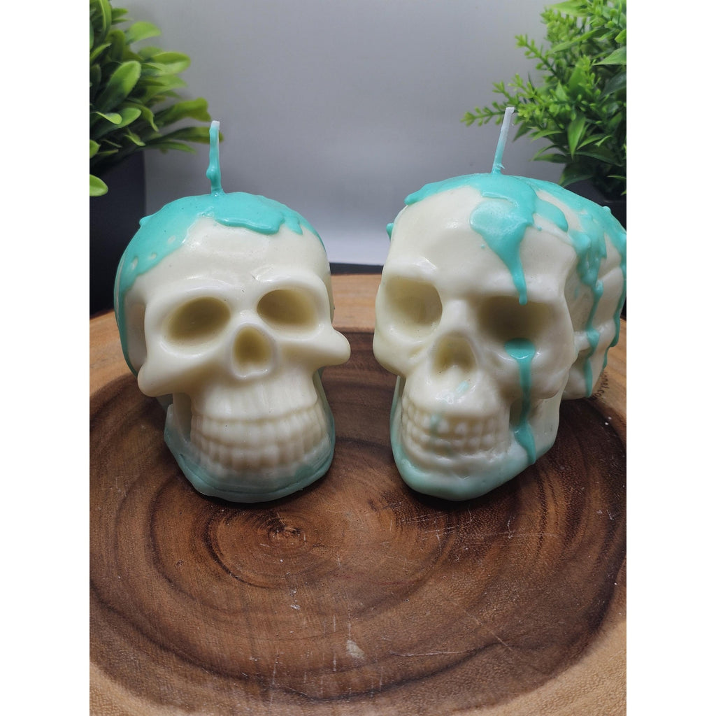 Pair skull candles by CrystalCloud Company
