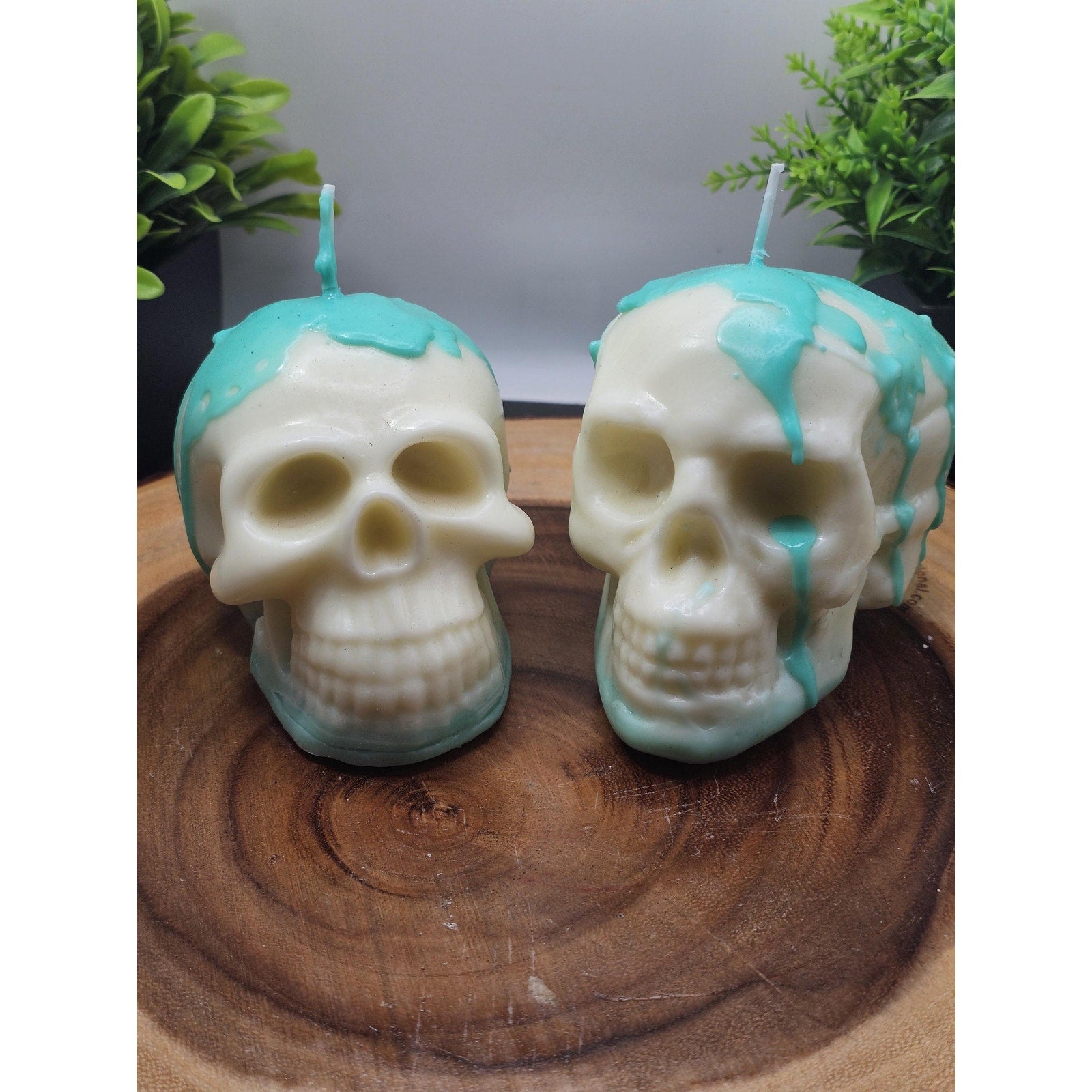 Pair skull candles by CrystalCloud Company