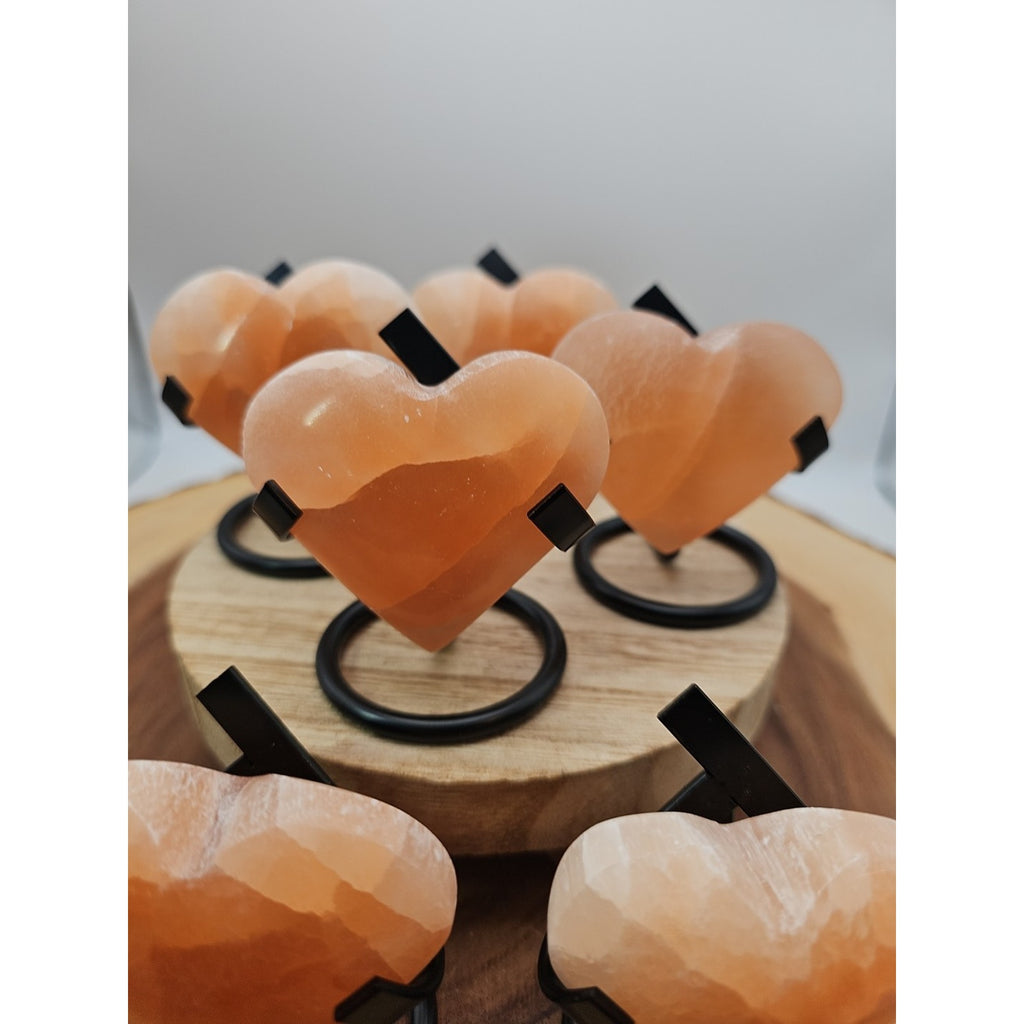 Peach Selenite Palm Stone W/stand 1each by CrystalCloud Company