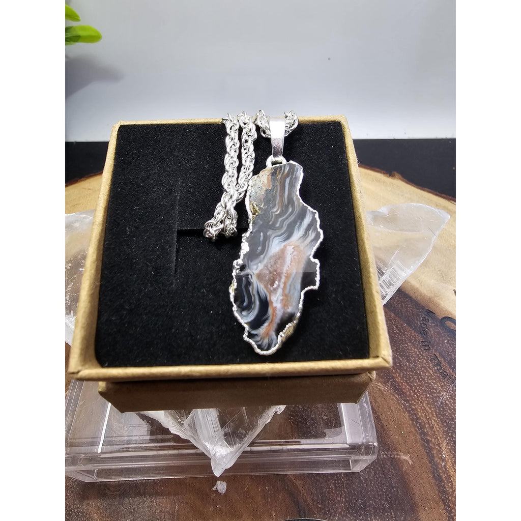 Polished Agate slices w/925 silver by CrystalCloud Company