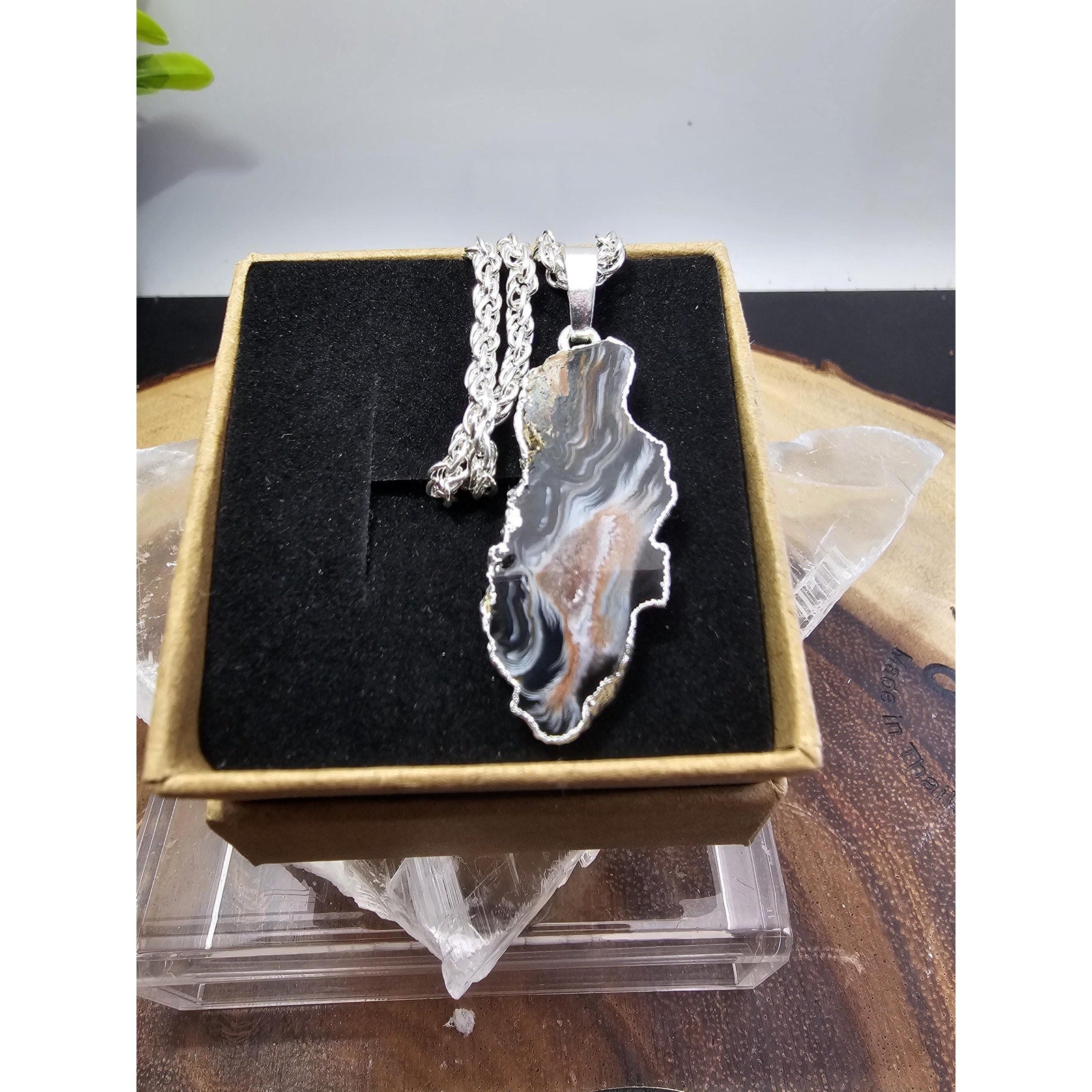 Polished Agate slices w/925 silver by CrystalCloud Company