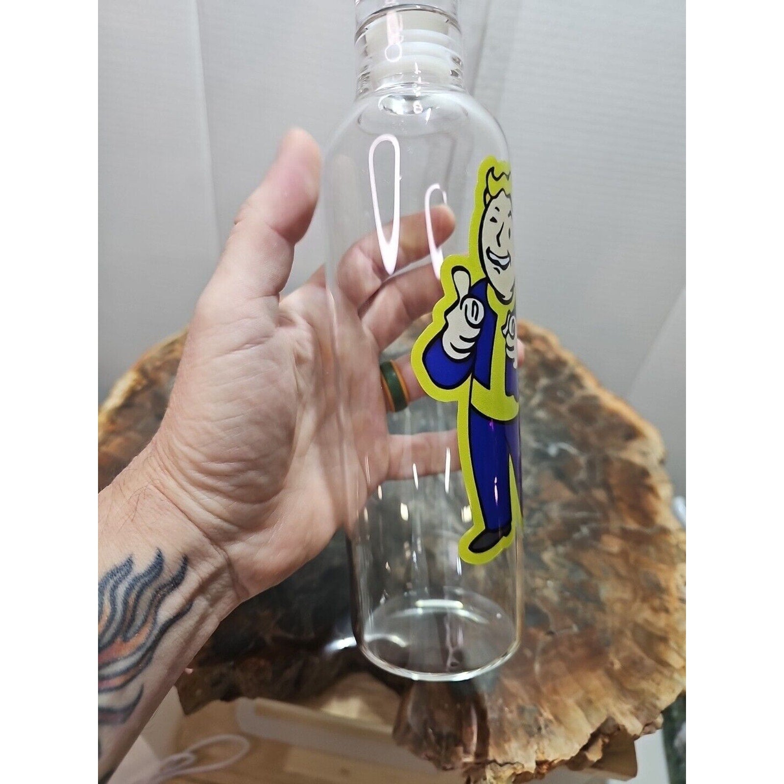 18oz Leak Proof Borosilicate glass bottle with caps BPA Free W/Fallout Boy Logo by CrystalCloud Company
