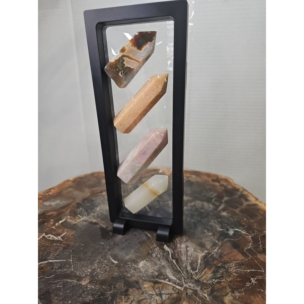 Agate Towers 245g 4 Pcs W/Stand by CrystalCloud Company