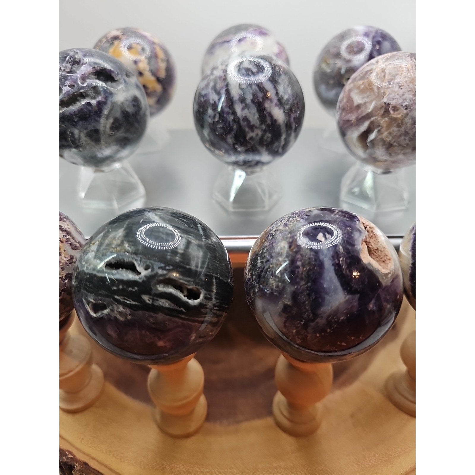 55mm To 65mm Natural Sphalerite Quartz Crystal W/wooden Stand 1 Each by CrystalCloud Company