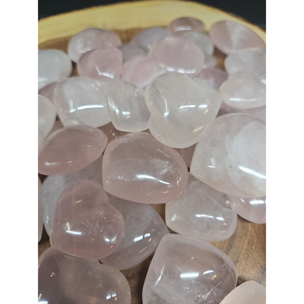 5Pcs Natural Pink Rose Quartz Crystal Heart Carved Palm Stone by CrystalCloud Company