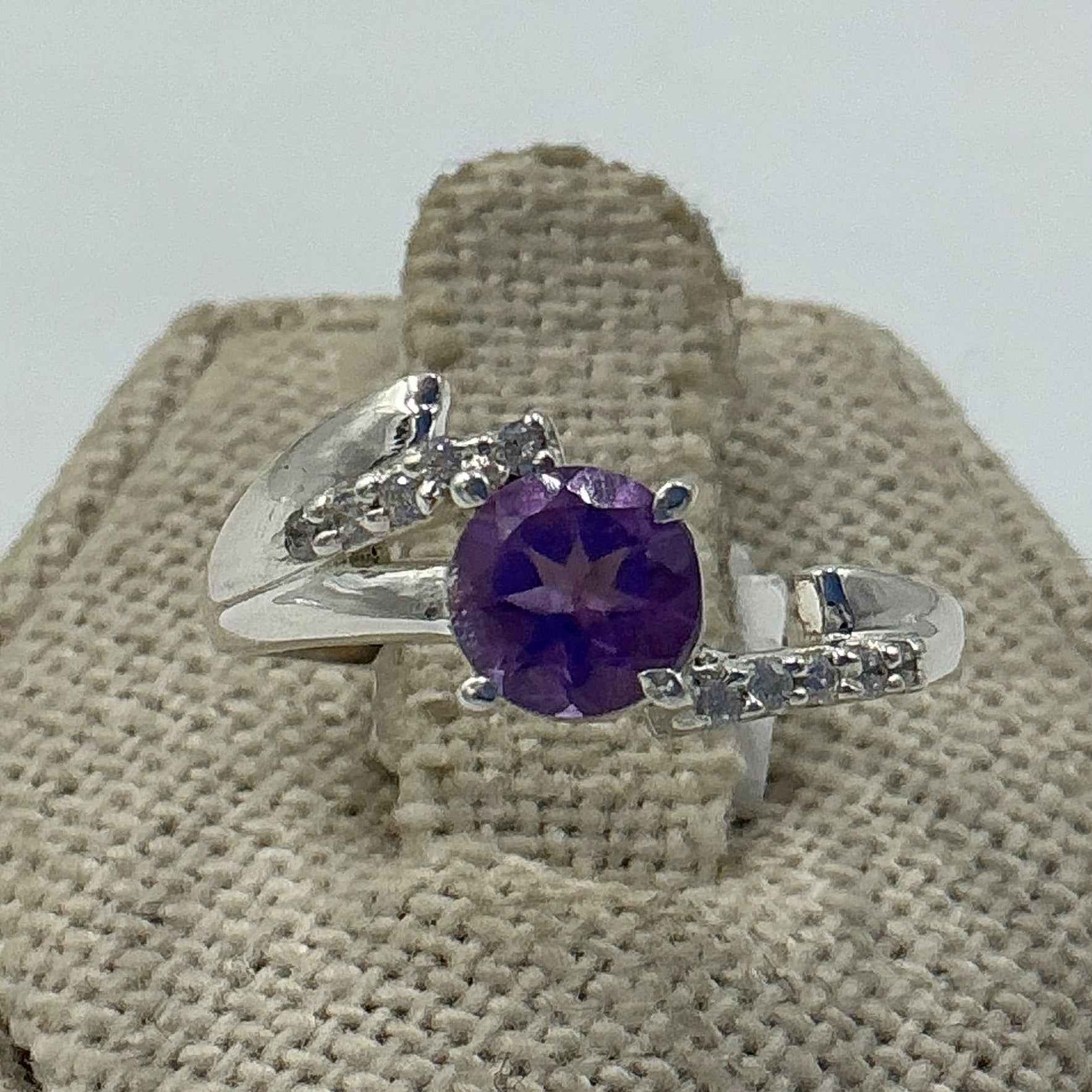 Sterling Silver Split Banded Amethyst Ring – Size 7 – Calm, Intuition & Spiritual Protection by Sacred Crystals