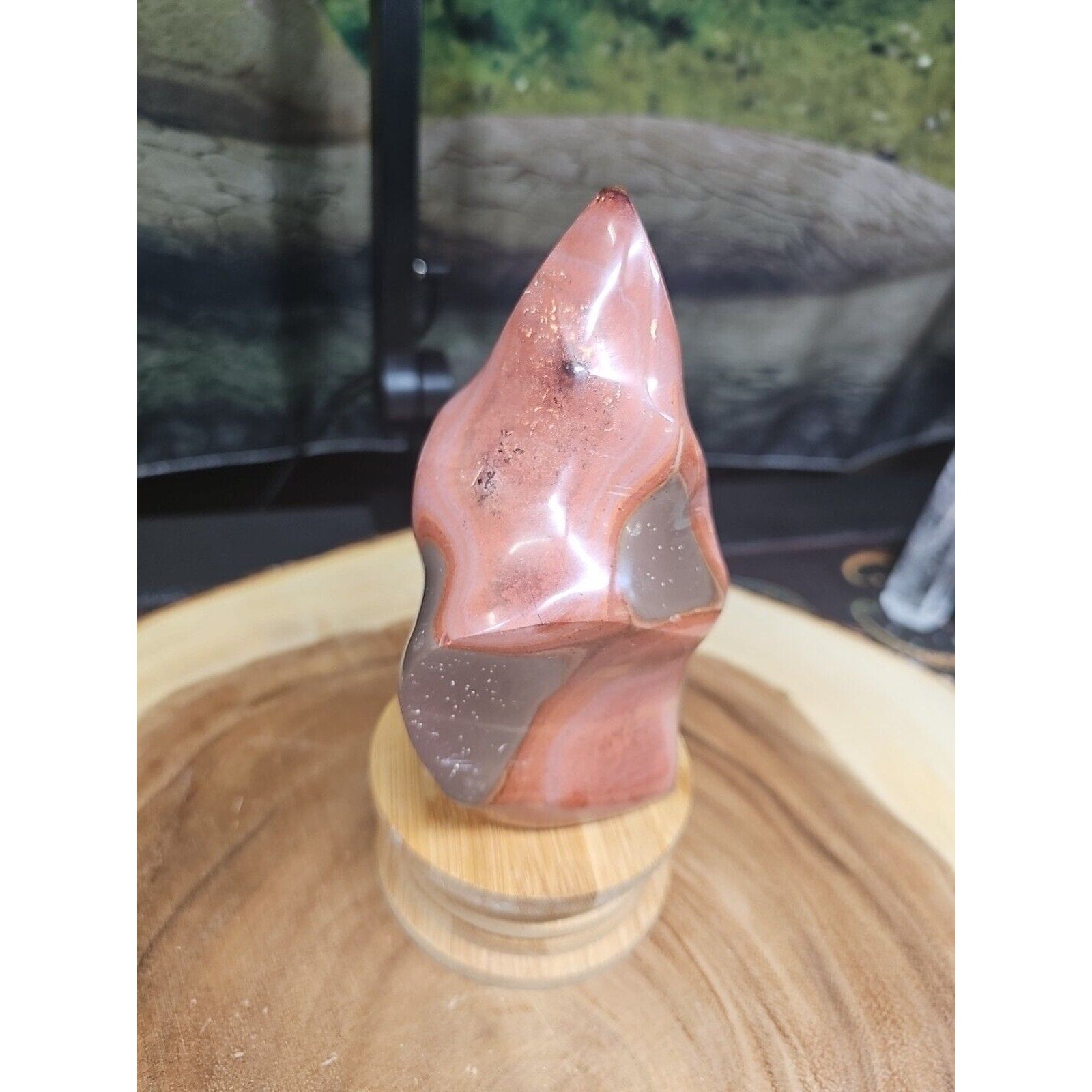 1.25LB 1Pcs Natural Polychrome Ocean Jasper Crystal Flame Point Carved Healing by CrystalCloud Company