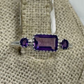 Sterling Silver Rectangular Amethyst Ring – Size 5 – Calm, Intuition & Spiritual Protection by Sacred Crystals