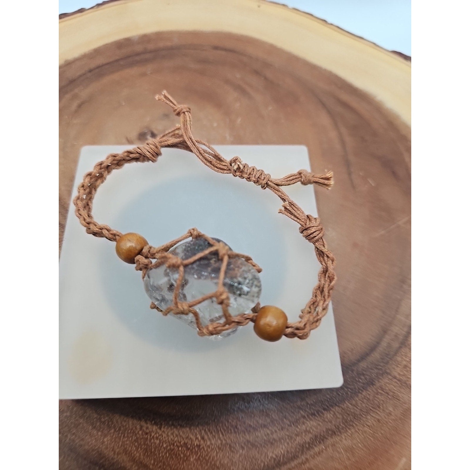 Ghost Crystal Bracelet with Hemp Rope — Bohemian Natural Crystal Bangle | CrystalCloud Company by CrystalCloud Company