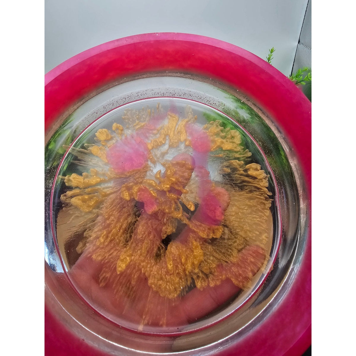Handmade Resin Bowl Pink Gold Floral One of a Kind