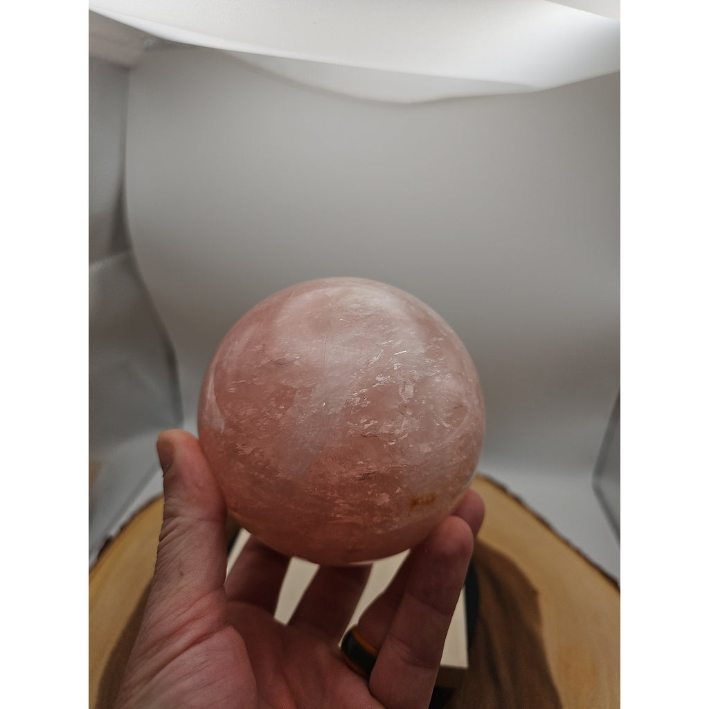 3.04LB Natural Pink Rose Quartz Crystal Sphere 98-107mm W/stand by CrystalCloud Company
