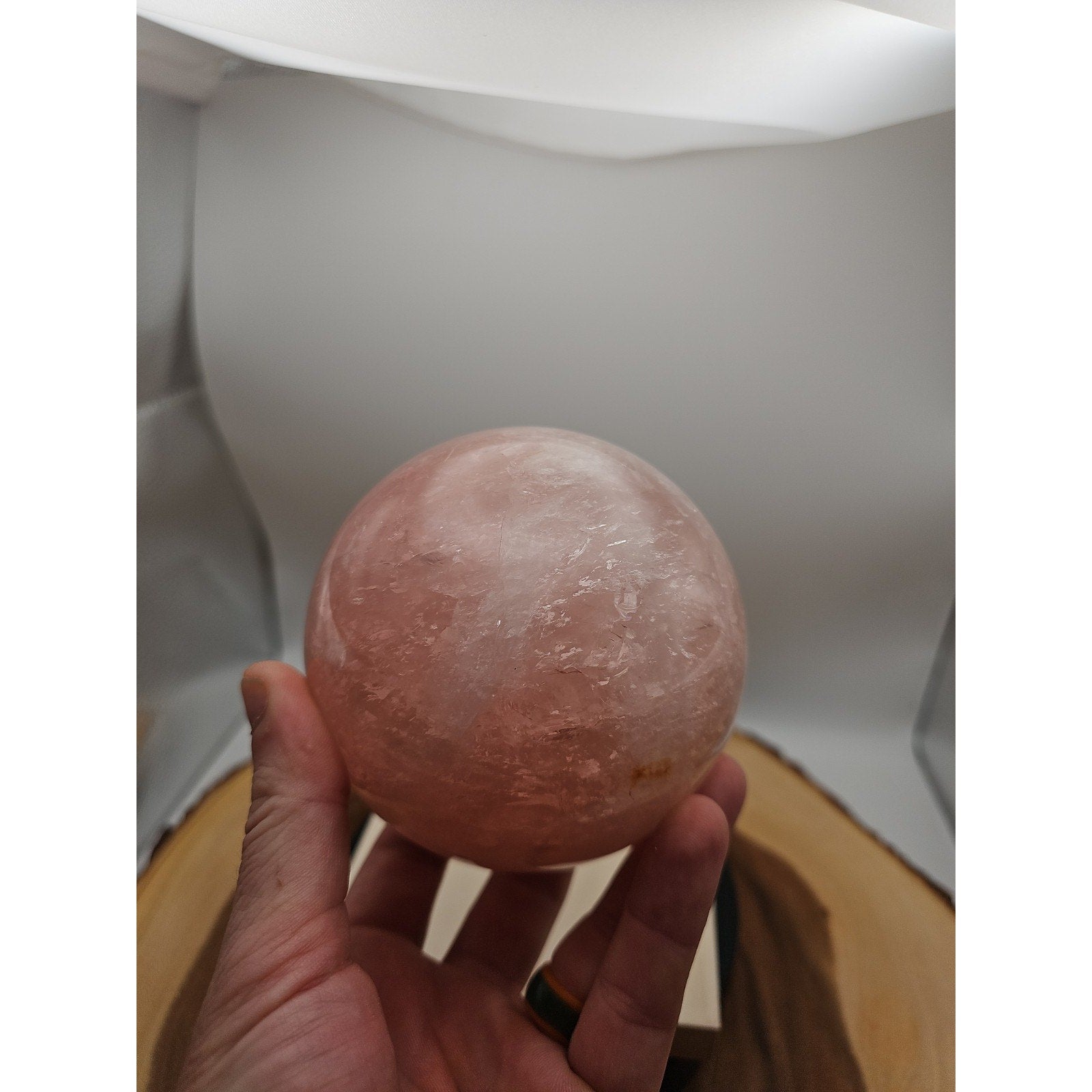 3.04LB Natural Pink Rose Quartz Crystal Sphere 98-107mm W/stand by CrystalCloud Company