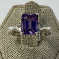Sterling Silver Crossed Band Amethyst Ring – Size 8 – Calm, Intuition & Spiritual Protection by Sacred Crystals