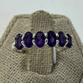 Sterling Silver Oval Band Amethyst Ring – Size 8 – Calm, Intuition & Spiritual Protection by Sacred Crystals