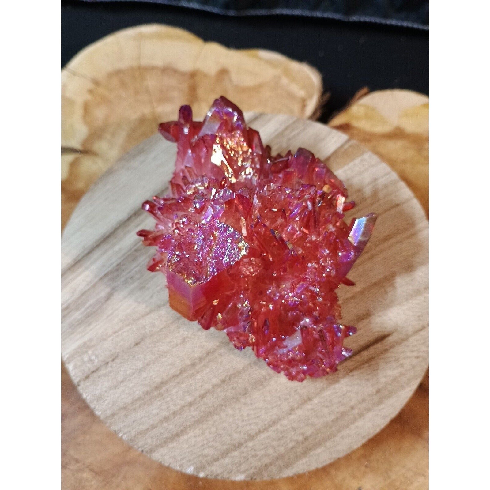 0.6lb Rainbow Aqua Aura Quartz Crystal Cluster Points Titanium Coating by CrystalCloud Company