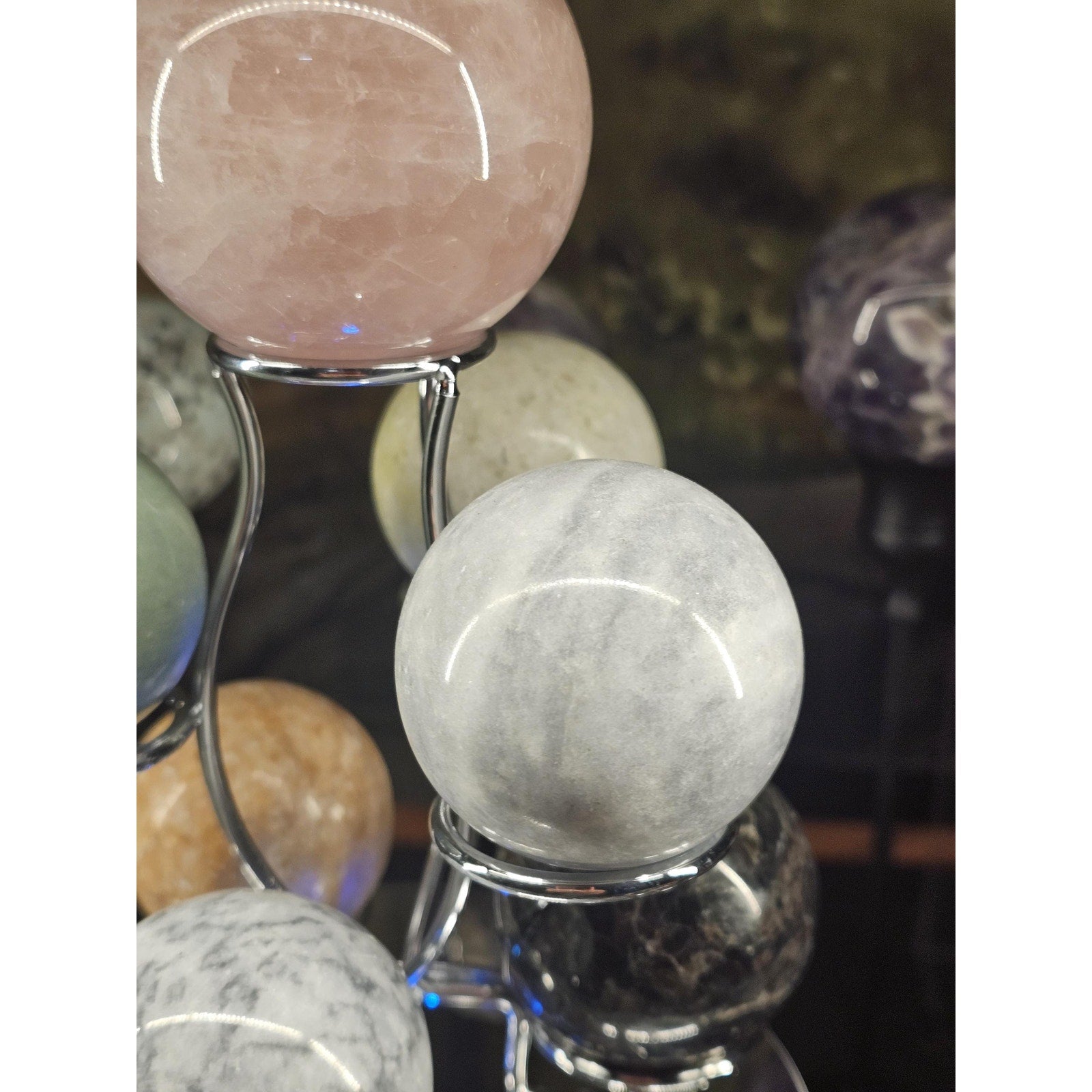 Rose Quartz & Jasper Spheres by CrystalCloud Company