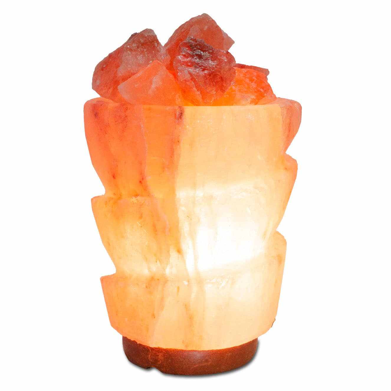 Funnel w/ Chunks Salt Lamp - 9.5" avg. - Cord, Bulb, Dimmer by Sacred Crystals