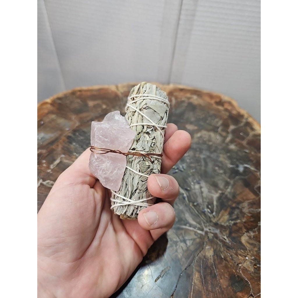 Sage & Rose Quartz Healing Crystal Bundle — Smudge Gift Set | CrystalCloud Company by CrystalCloud Company