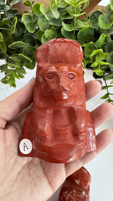 Egyptian Sekhmet Goddess Bust, XL Red Jasper, Choose Your Favorite