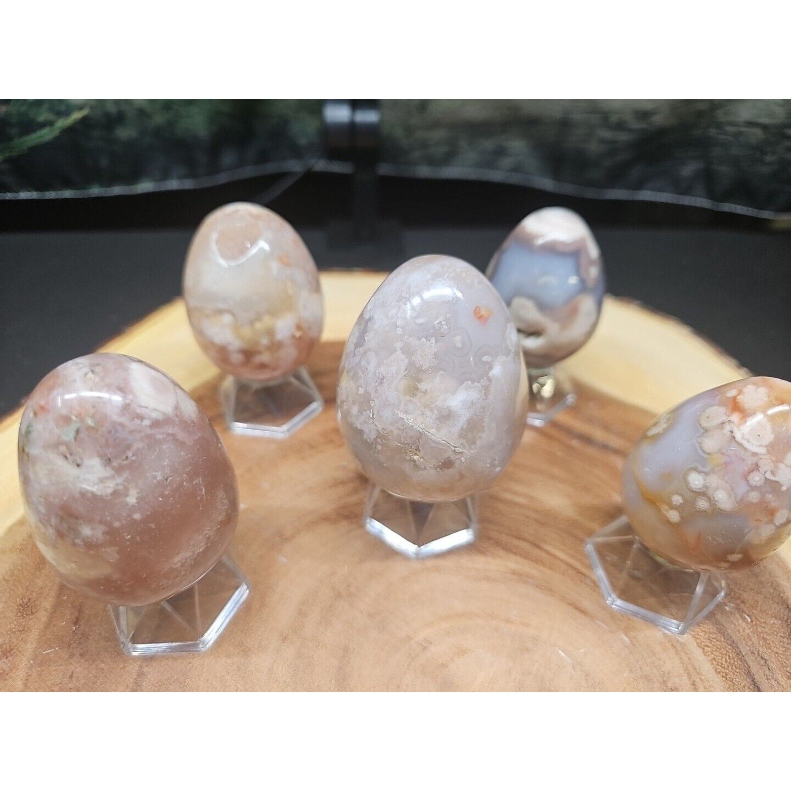 1lb 2pcs Natural Phantom Flower Carnelian Agate Crystal Geode Egg Carved Healing by CrystalCloud Company