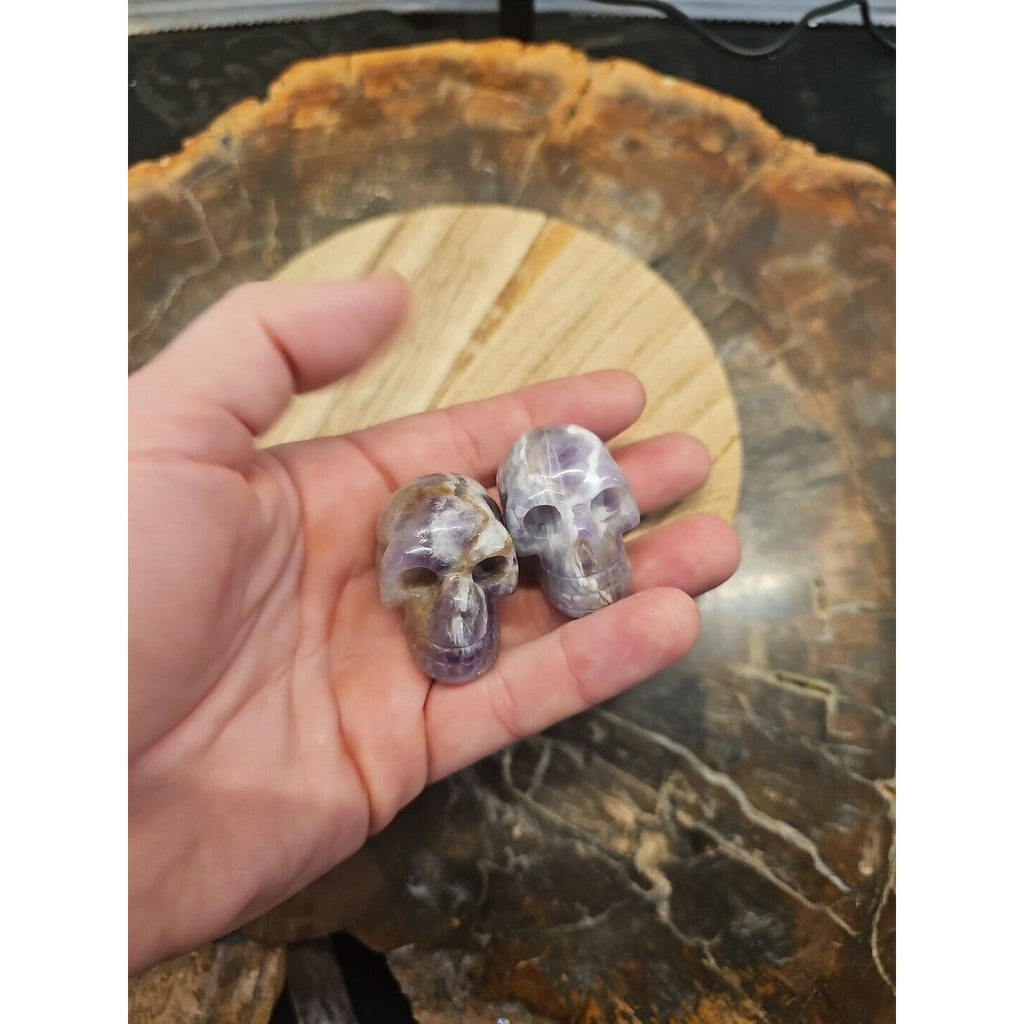 Dream Amethyst Crystal Skull Pair — 93g, Polished Display Pieces | CrystalCloud Company by CrystalCloud Company