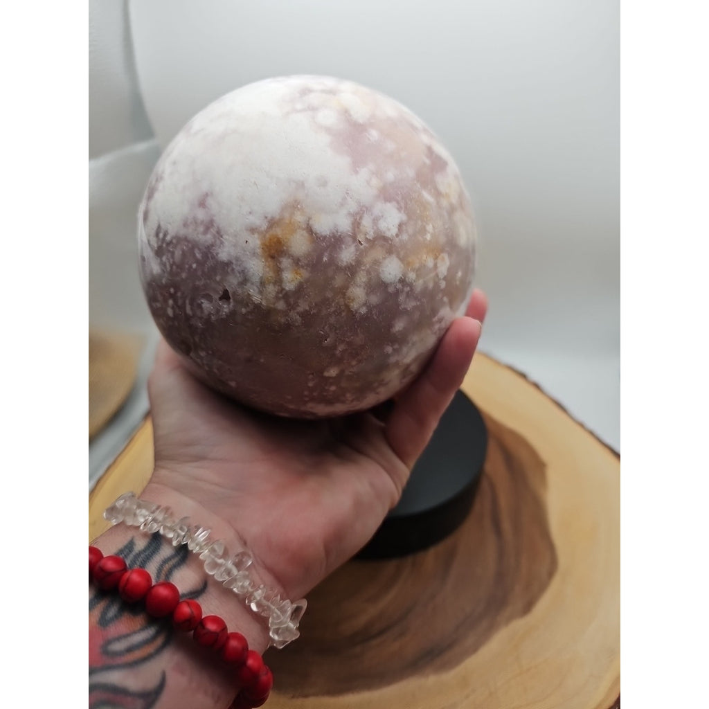 6.55lbs Natural Cherry Blossom Agate Sphere Quartz Crystal Ball by CrystalCloud Company