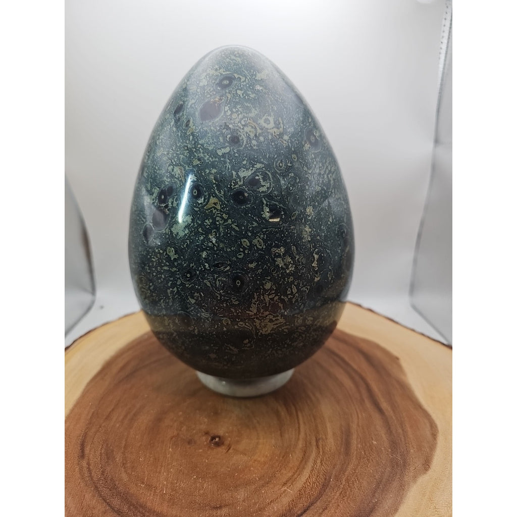 15.2LB Natural Kambaba Jasper Quartz Crystal With Jade Ring Stand by CrystalCloud Company