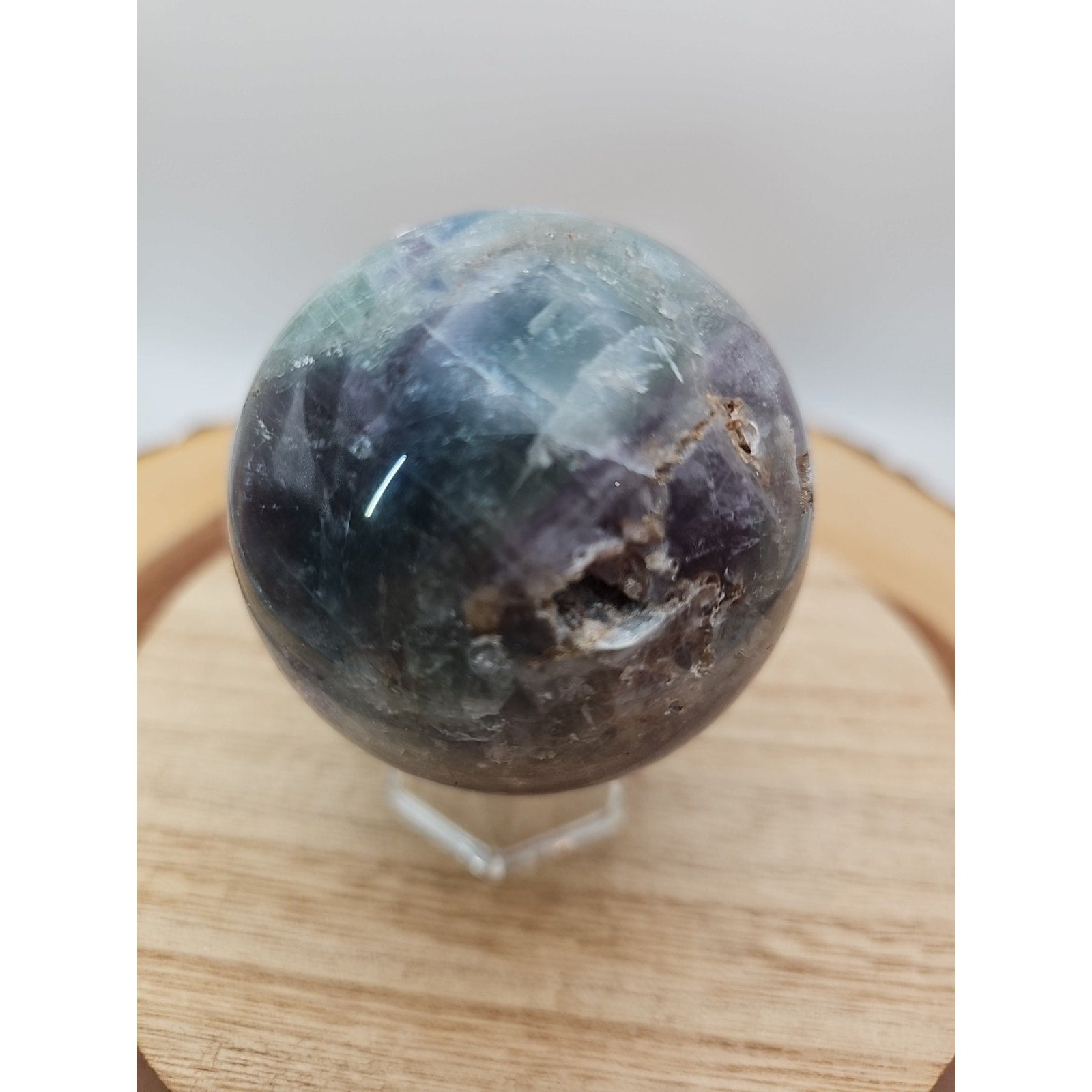 1.10lb Natural Rainbow Fluorite Quartz Crystal Sphere Ball Polished by CrystalCloud Company