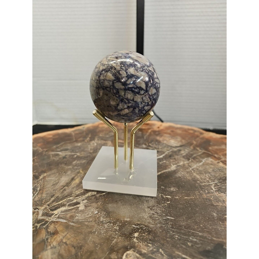 60mm Natural Phantom Chevron Amethyst Quartz Crystal Sphere W/Stand by CrystalCloud Company