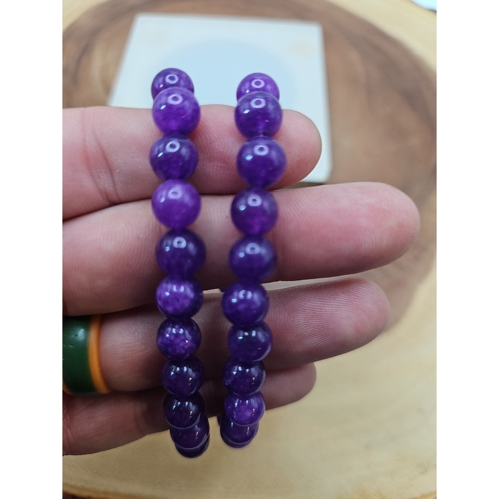 8mm Amethyst Bead Handmade Stretch Bracelet NWT - 7" by CrystalCloud Company