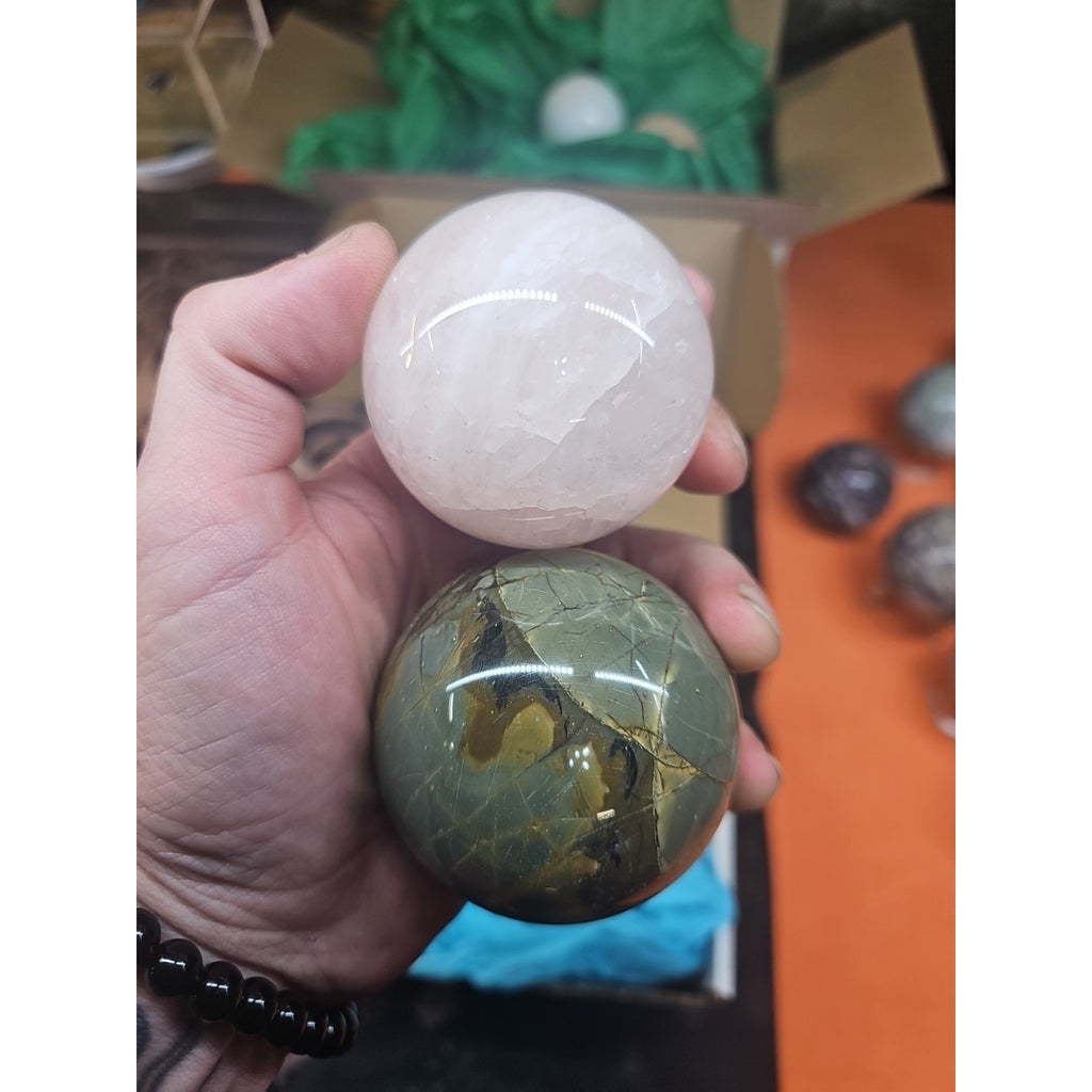 Ocean Jasper Spheres 60mm+ Set Of 2 Random Selection W/stands by CrystalCloud Company
