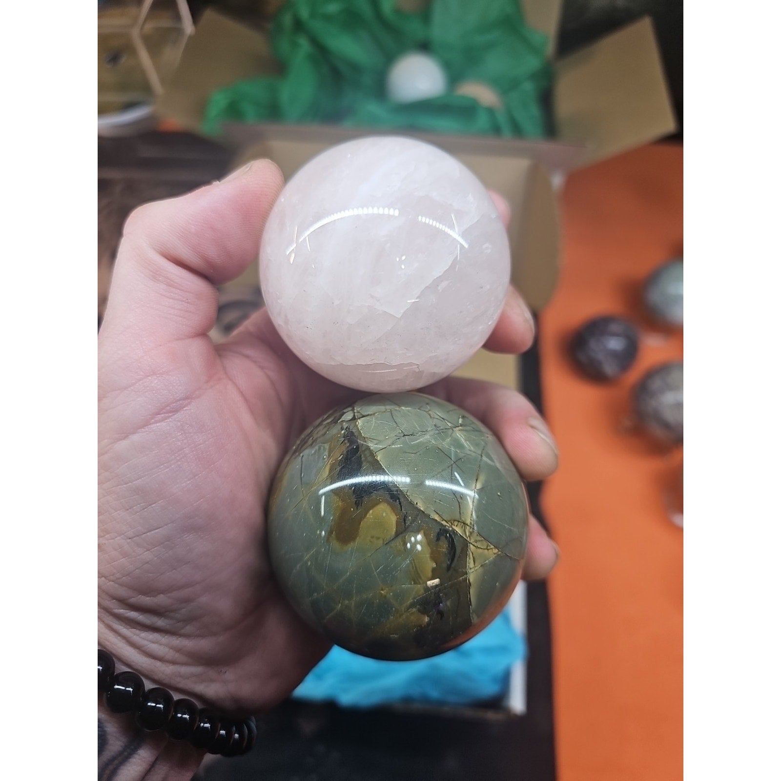 Ocean Jasper Spheres 60mm+ Set Of 2 Random Selection W/stands by CrystalCloud Company