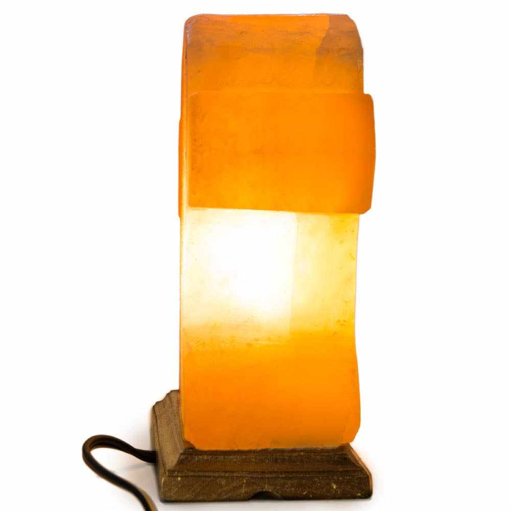 Flat Cross Shaped Salt Lamp - 9" avg. - Cord, Bulb, Dimmer by Sacred Crystals