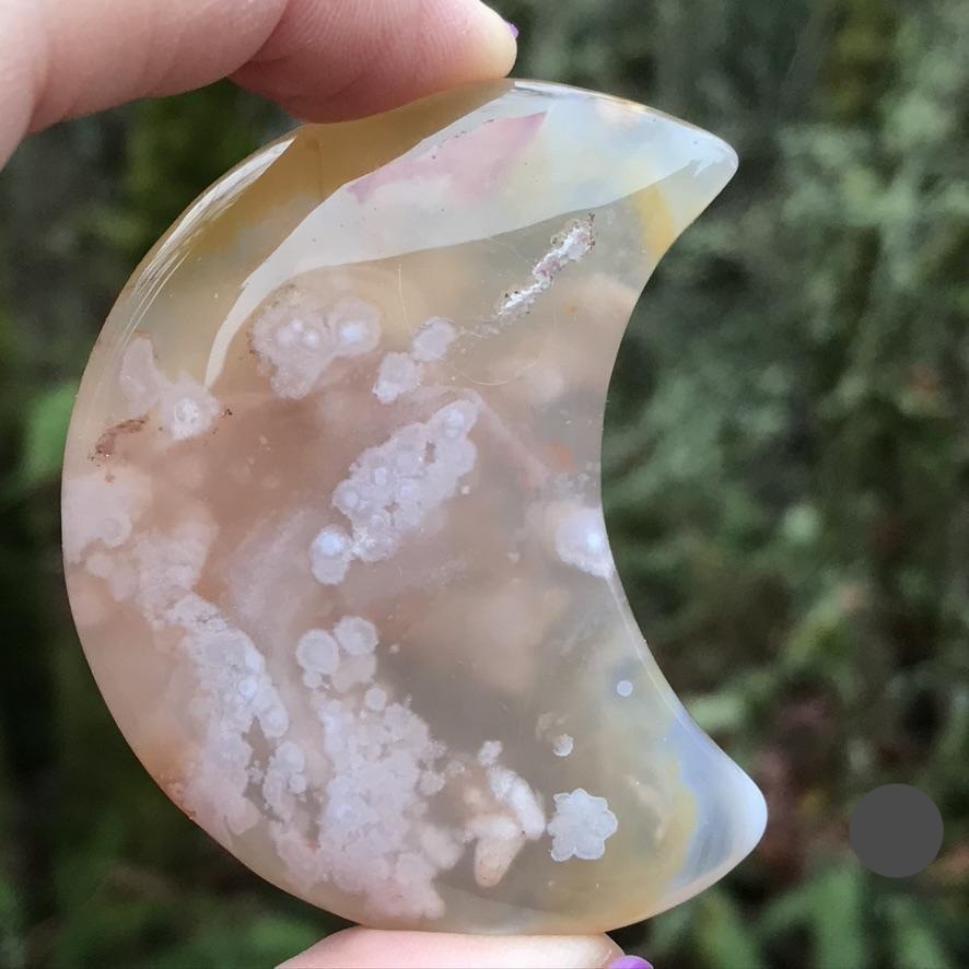 Flower Agate Moon for Confident Growth, Large, 2.5 Inches approx