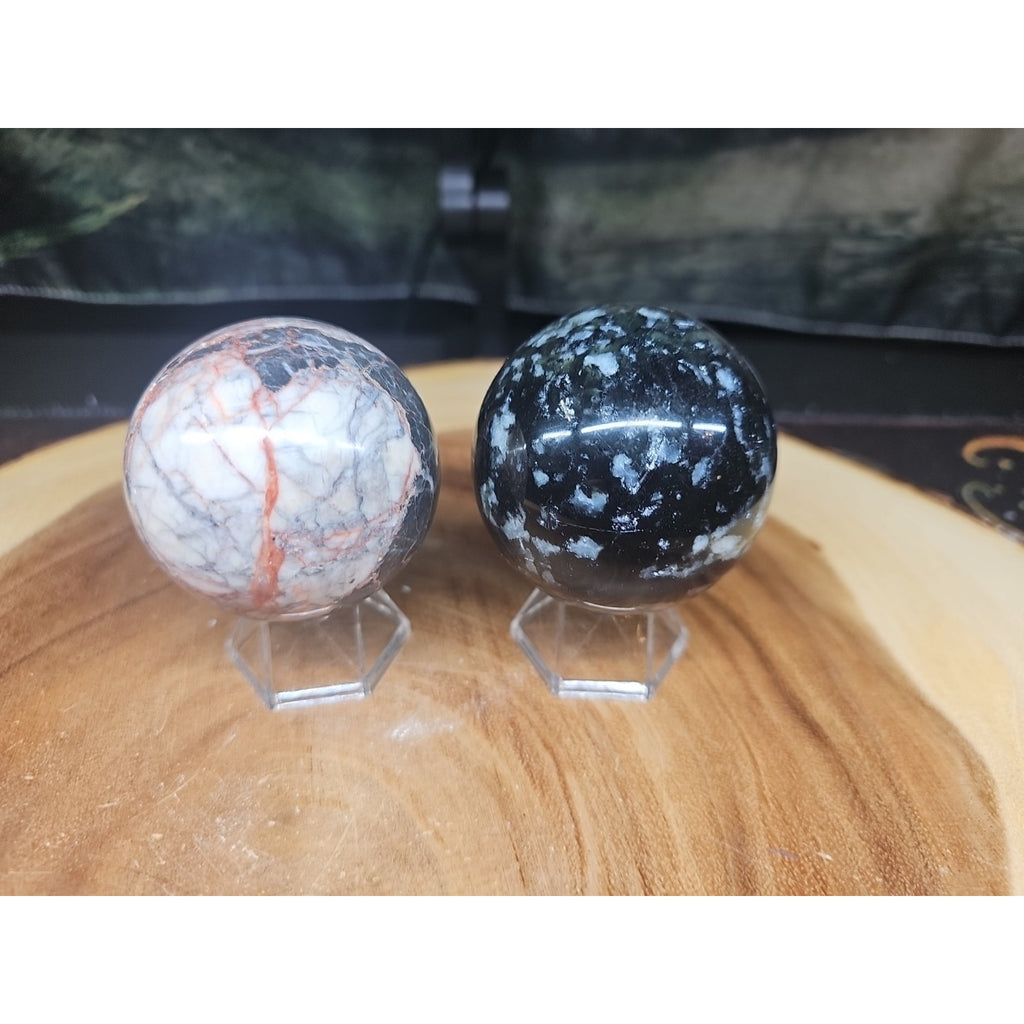 2Pcs A Set Of Natural Quartz Crystal Jasper Sphere Ball Polished 50-60mm &stand by CrystalCloud Company