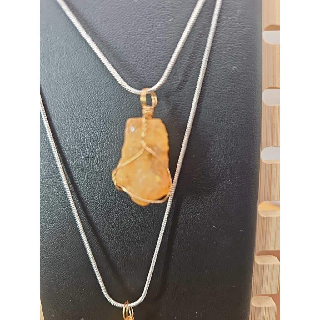1 Citrine pendant necklace Copper Wire 16in Sterling Silver 925 Chain by CrystalCloud Company