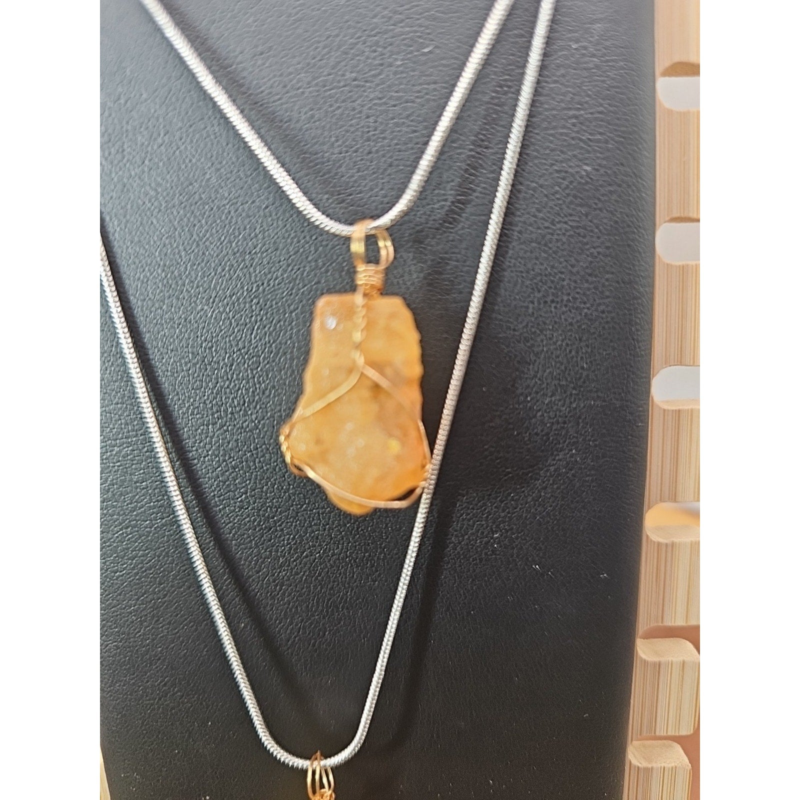 1 Citrine pendant necklace Copper Wire 16in Sterling Silver 925 Chain by CrystalCloud Company