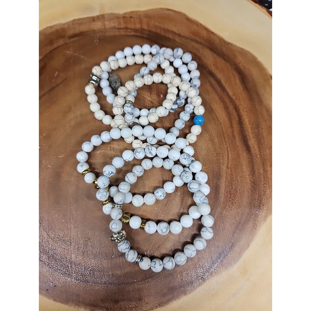 Natural Howlite Stone Bracelets 7pc Set by CrystalCloud Company