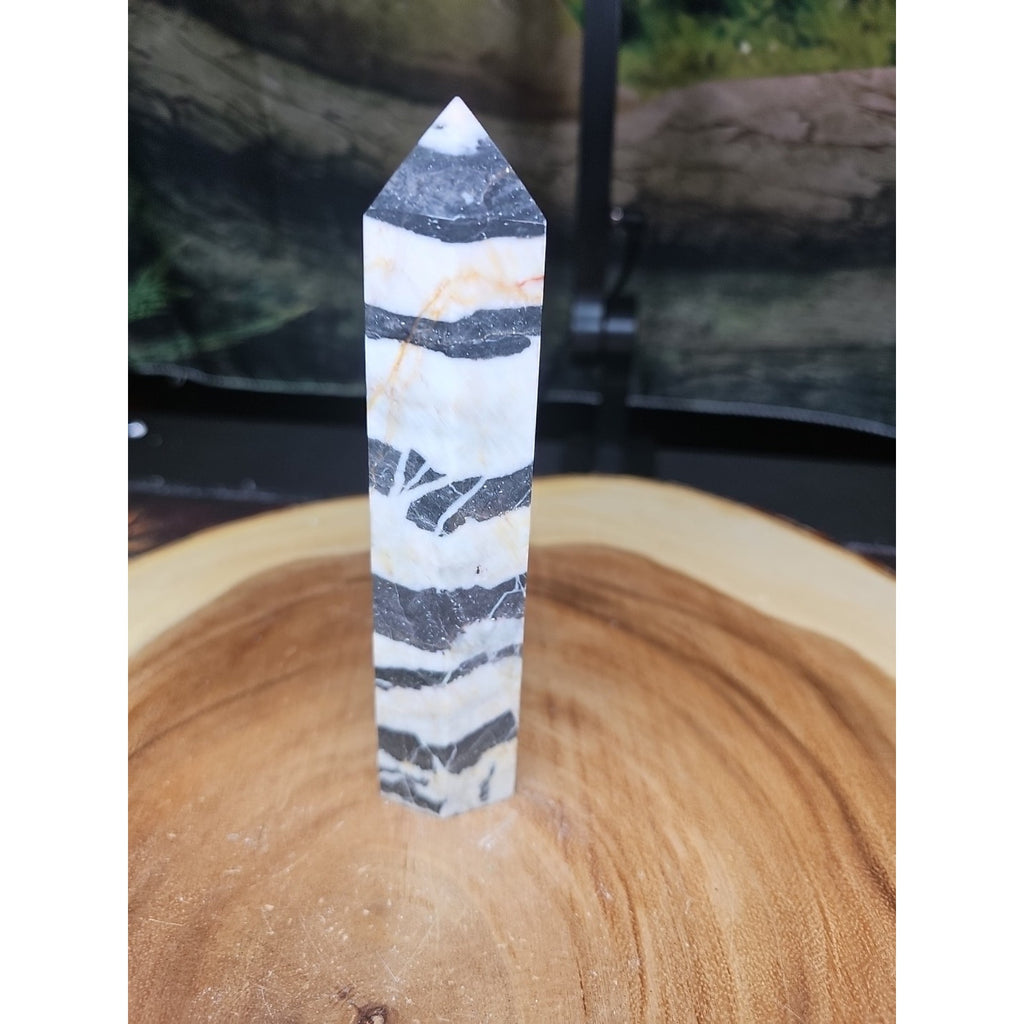 Zebra Stone Tower 341g 6in Tall by CrystalCloud Company