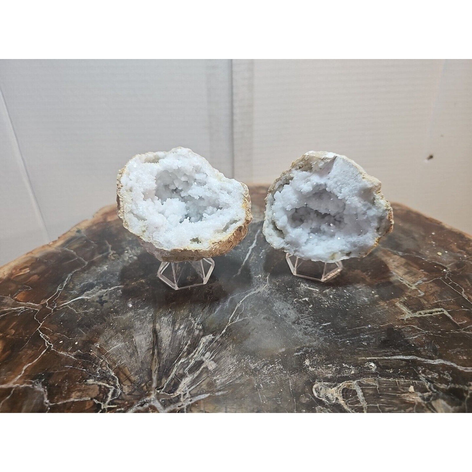 1.18lbs Pair Geode Crystal Moroccan Quartz W /Stands by CrystalCloud Company
