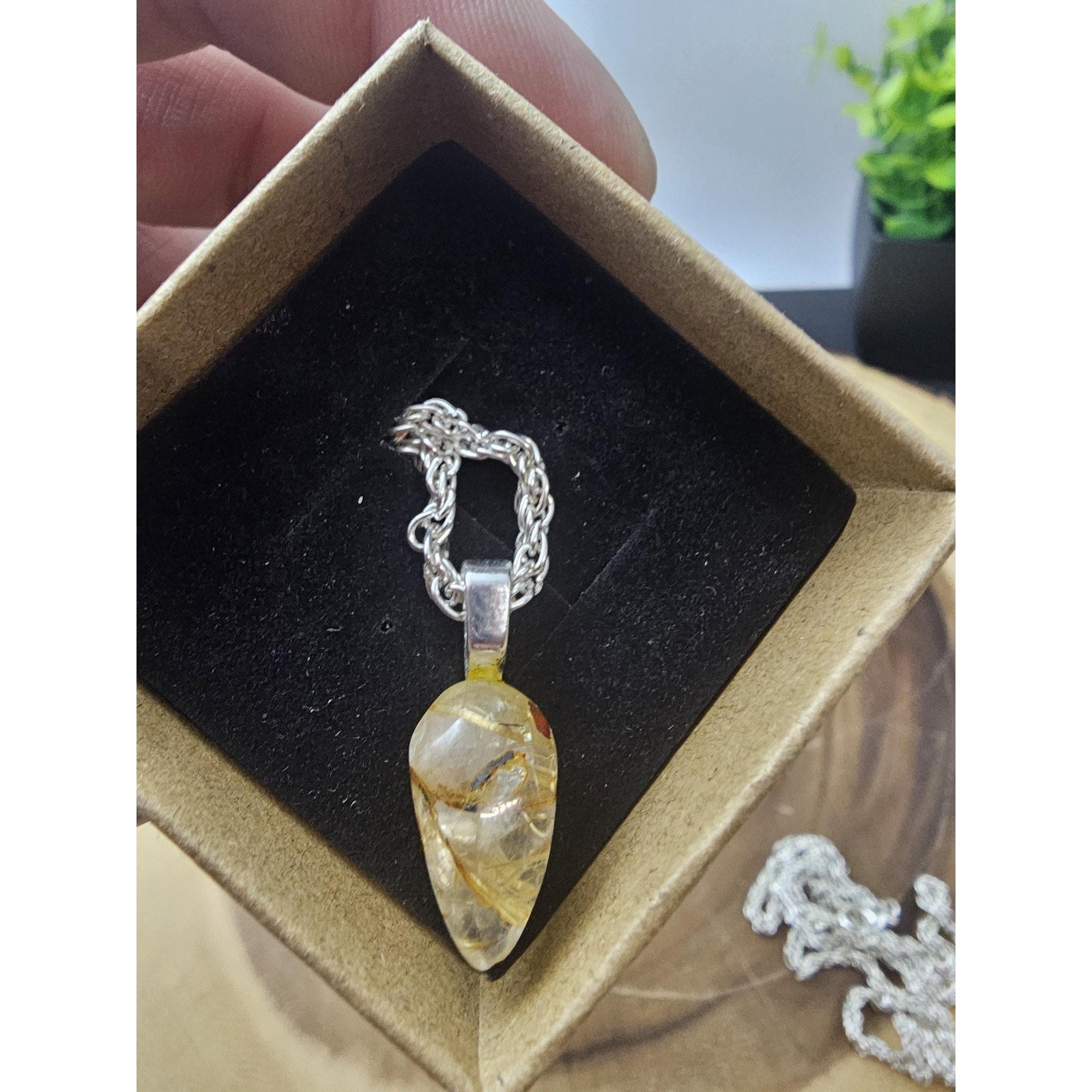 Tear Drop citrine pendant necklace 16in by CrystalCloud Company