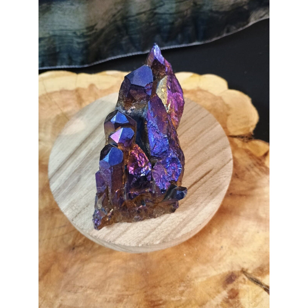 Rainbow Aqua Aura Quartz Crystal Cluster — 1.2 lbs, Titanium Coated | CrystalCloud Company by CrystalCloud Company