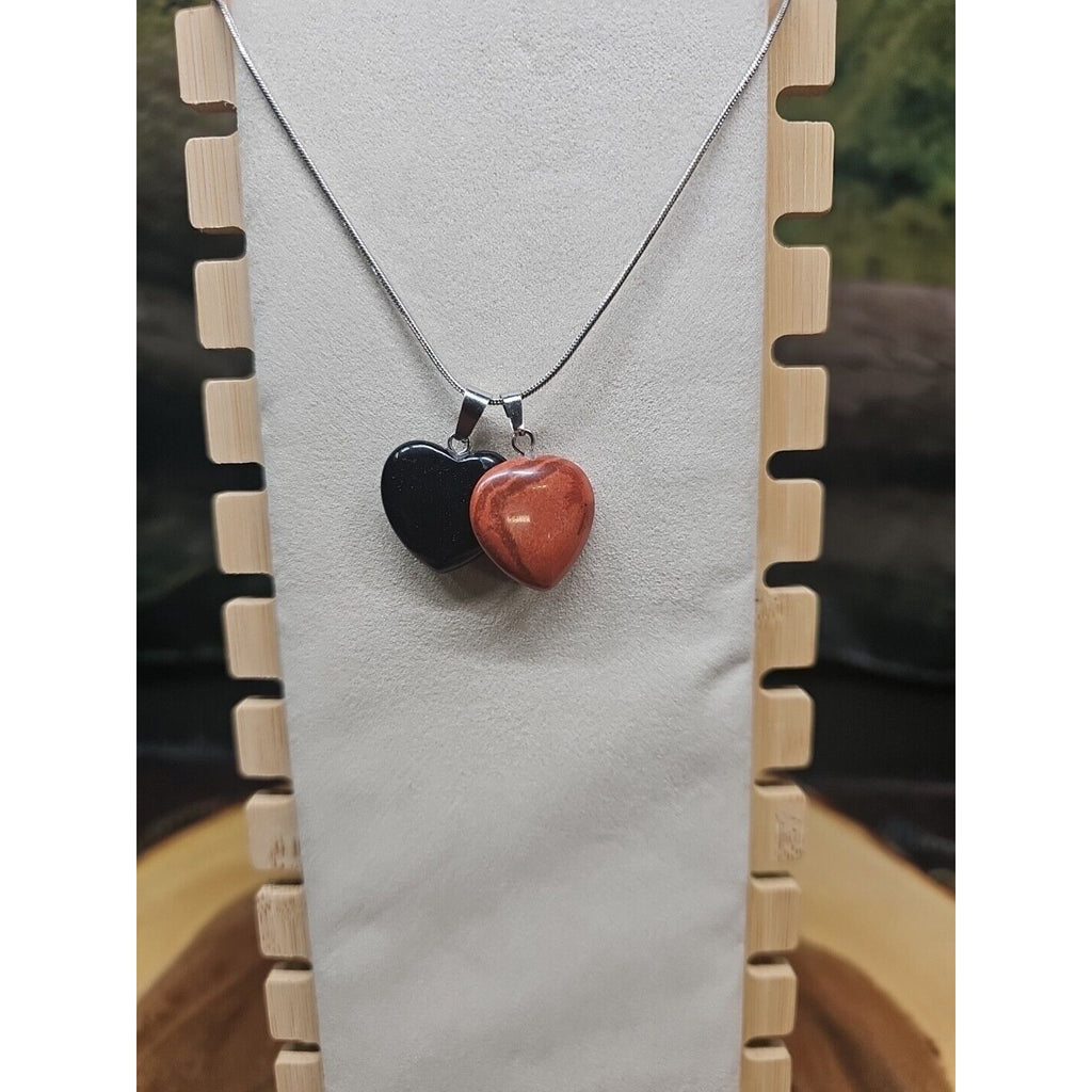 Pendant Necklace 16in Silver Chain Agate Heart by CrystalCloud Company