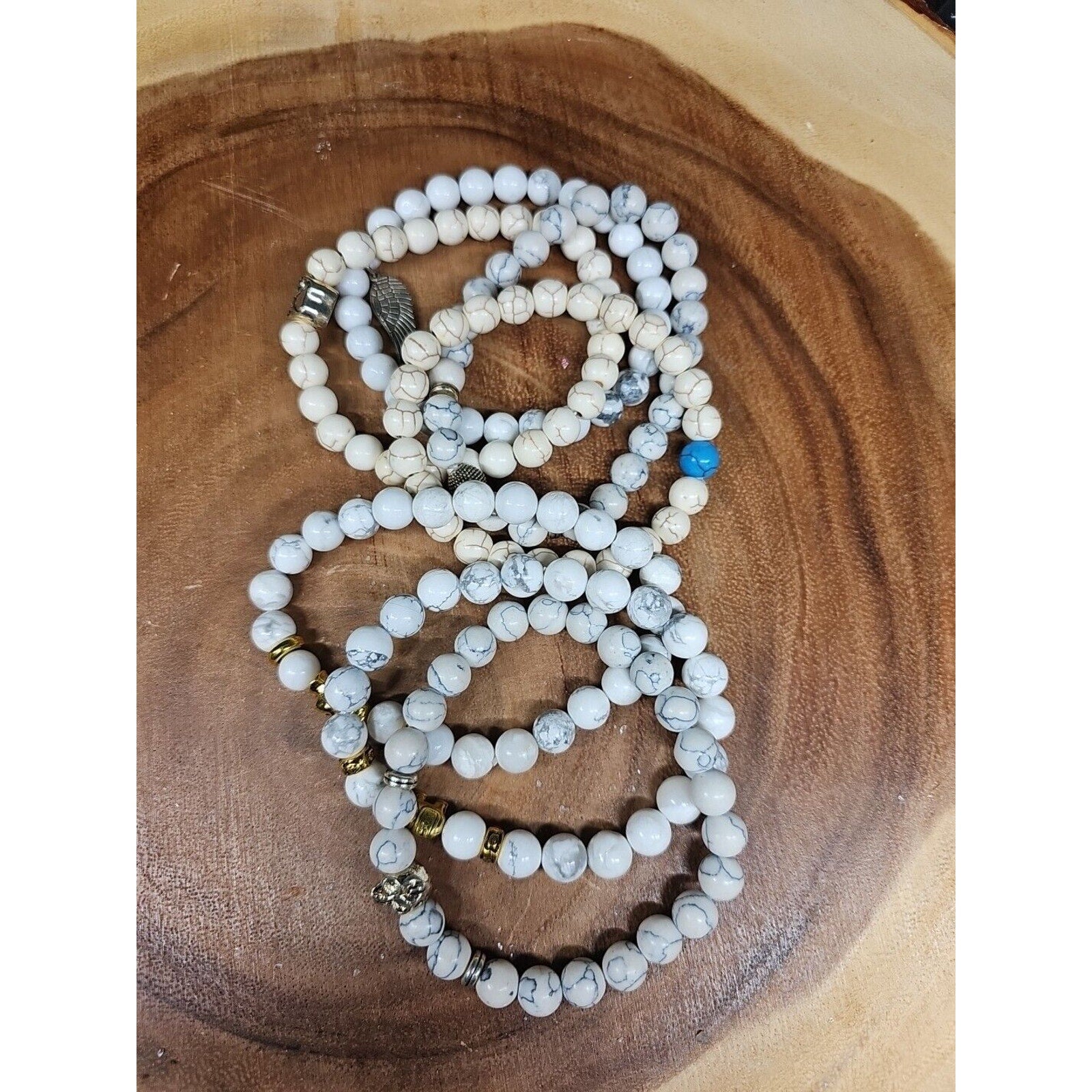 Natural Howlite Stone Bracelets 7pc Set by CrystalCloud Company