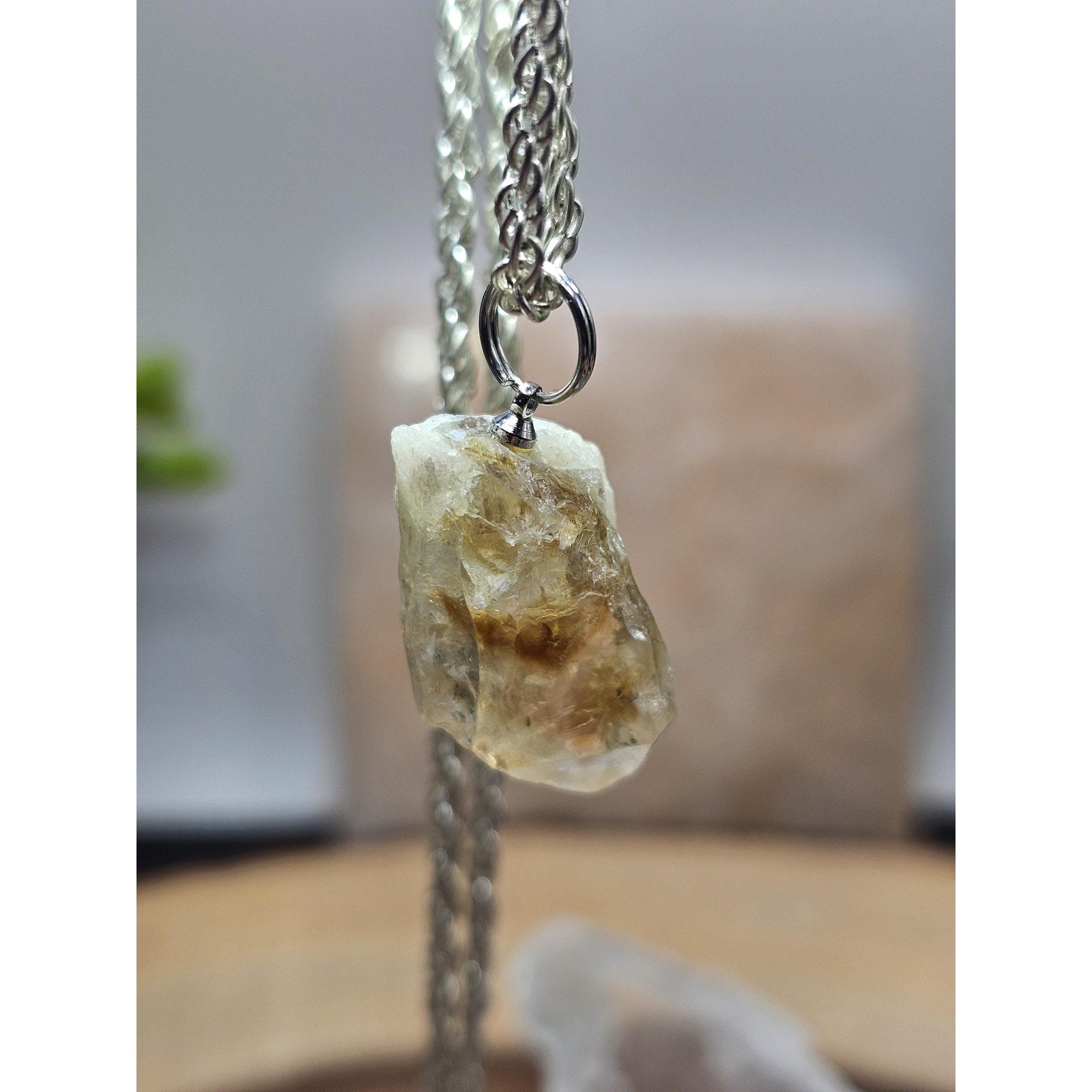 Raw Citrine pendant necklace Copper Wire by CrystalCloud Company